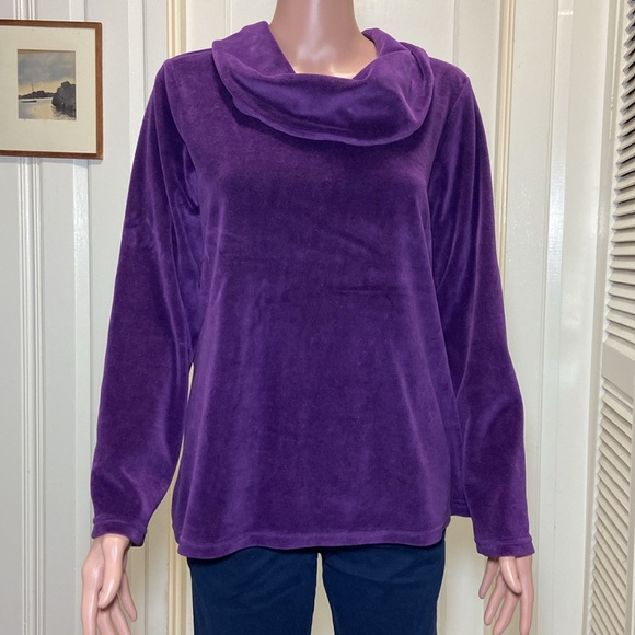 d&co. Essentials Medium Purple Cowl Neck Sweater - Picture 1 of 14